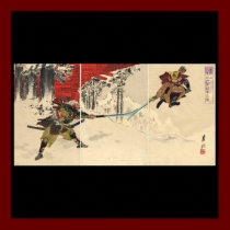 Samurai combat in the snow circa 1890 posters