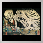 Samurai Fighting and a Giant Skeleton c. 1800's Posters