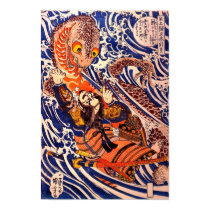 Samurai Fighting Giant Salamander posters by masterpiecesofart Samurai Fighting Giant Salamander posters
