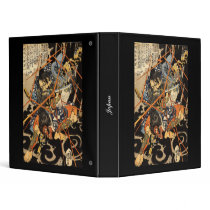 Samurai fighting large monster, circa 1800's binder