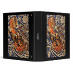 Samurai fighting large reptile, circa 1800's binders