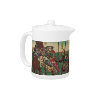 Samurai, Horse, Boats, and Tiger circa 1800s zazzle_teapot
