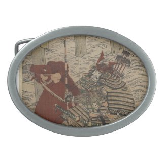 Samurai in Armor, on Horse with Bow and Arrows Belt Buckles