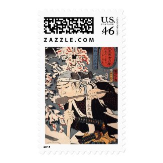 Samurai, Japanese Painting c. 1800's stamp