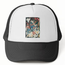 Samurai Killing a Demon, Ancient Japanese Painting Hats