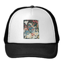 Samurai Killing a Demon, Ancient Japanese Painting Hats