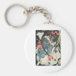 Samurai Killing a Demon, Ancient Japanese Painting Keychain