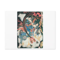 Samurai Killing a Demon, Ancient Japanese Painting Postcards