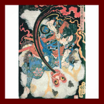 Samurai Killing a Demon, Ancient Japanese Painting posters