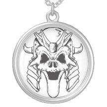 Samurai skull with helmet personalized necklace
