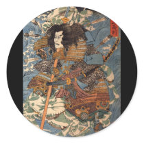 Samurai surfing on the backs of crabs c. 1800's stickers by DDMcollections Samurai surfing on the backs of crabs c. 1800's stickers