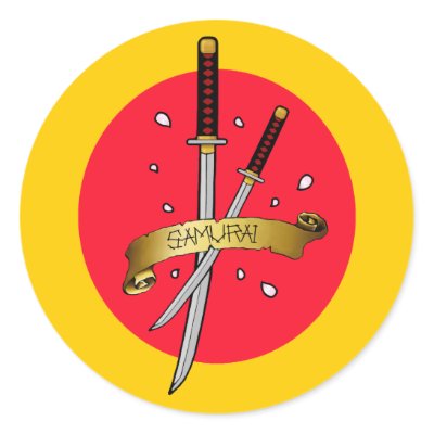 Samurai Sword Tattoo Round Stickers by toxiferousdark