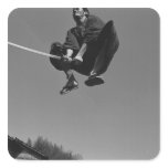 Samurai warrior jump attack with a sword 3 square stickers