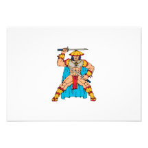 Samurai Warrior Standing with Two Swords Personalized Invitation