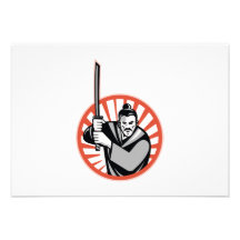 Samurai Warrior Sword Retro Personalized Invite