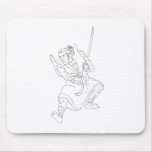 samurai warrior with katana sword fighting mousepads