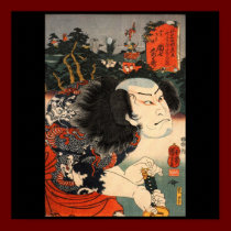 Samurai with a Dragon Tattoo and Sword c. 1800's posters