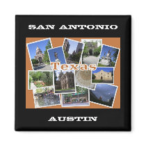 San Antonio/Austin Texas Collage Refrigerator Magnet