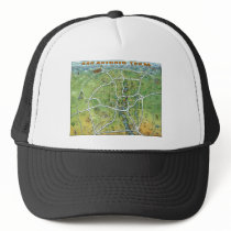 San Antonio Texas Cartoon Map Mesh Hat