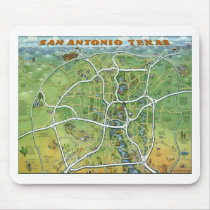 San Antonio Texas Cartoon Map Mousepads