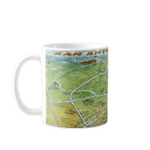 San Antonio Texas Cartoon Map Mugs