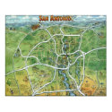 San Antonio Texas Cartoon Map posters