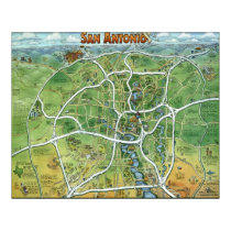 San Antonio Texas Cartoon Map posters by FunGraphix San Antonio Texas Cartoon Map posters