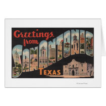 San Antonio, Texas - Large Letter Scenes Greeting Card