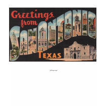 San Antonio, Texas - Large Letter Scenes Tshirt