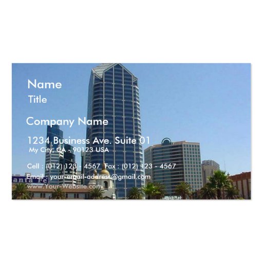 San Diego Buildings High Rise Skyline Business Card Template (front side)