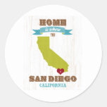 San Diego, California Map – Home Is Where The Hear Classic Round Sticker