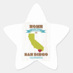 San Diego, California Map – Home Is Where The Hear Star Sticker