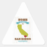 San Diego, California Map – Home Is Where The Hear Triangle Sticker