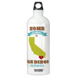 San Diego, California Map – Home Is Where The Hear Water Bottle