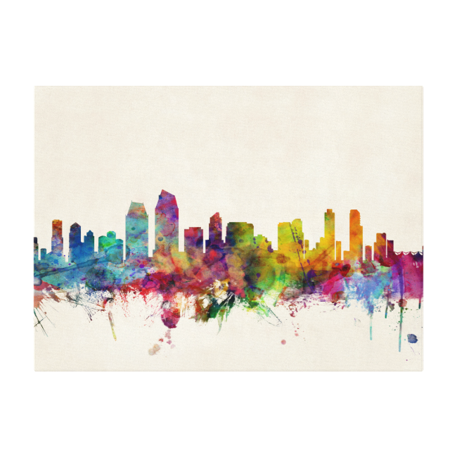 San Diego California Skyline Gallery Wrapped Canvas San Diego California Skyline Gallery Wrapped Canvas