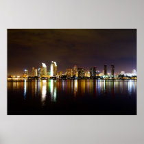 San Diego Night Skyline Posters