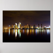 San Diego Night Skyline Posters