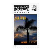 San Diego Palm Tree Sunset Postage Stamp