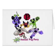 San Diego Pug Rescue 2013 Superhero Pugs Logo 2 Greeting Cards