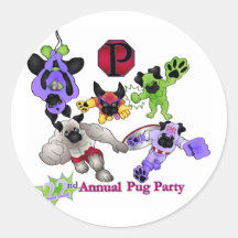 San Diego Pug Rescue 2013 Superhero Pugs Logo 2 Round Stickers