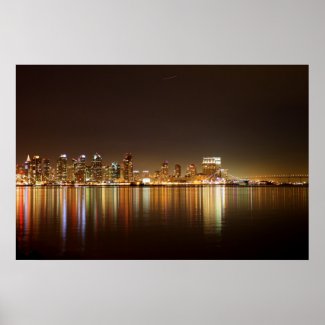 San Diego Skyline Night Print
