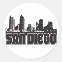 San Diego Skyline Round Sticker