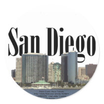San Diego Skyline with San Diego in the Sky Round Sticker