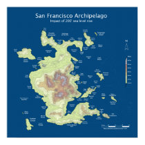 San Francisco Archipelago, 200' sea level rise 24" posters
