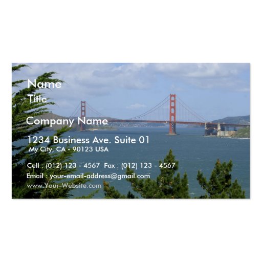 San Francisco Bay Seen From The Precidio Business Card Template (front side)
