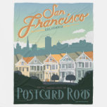 San Francisco, CA - Postcard Row Fleece Blanket