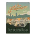 San Francisco, CA - Postcard Row Wood Print