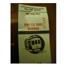 San Francisco Cable Car Ticket Postcard