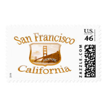 San Francisco California Gold Label Postage Stamp