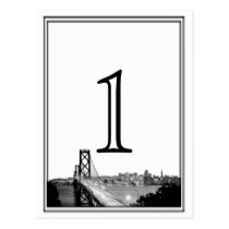 San Francisco Destination Wedding Table Number Post Cards